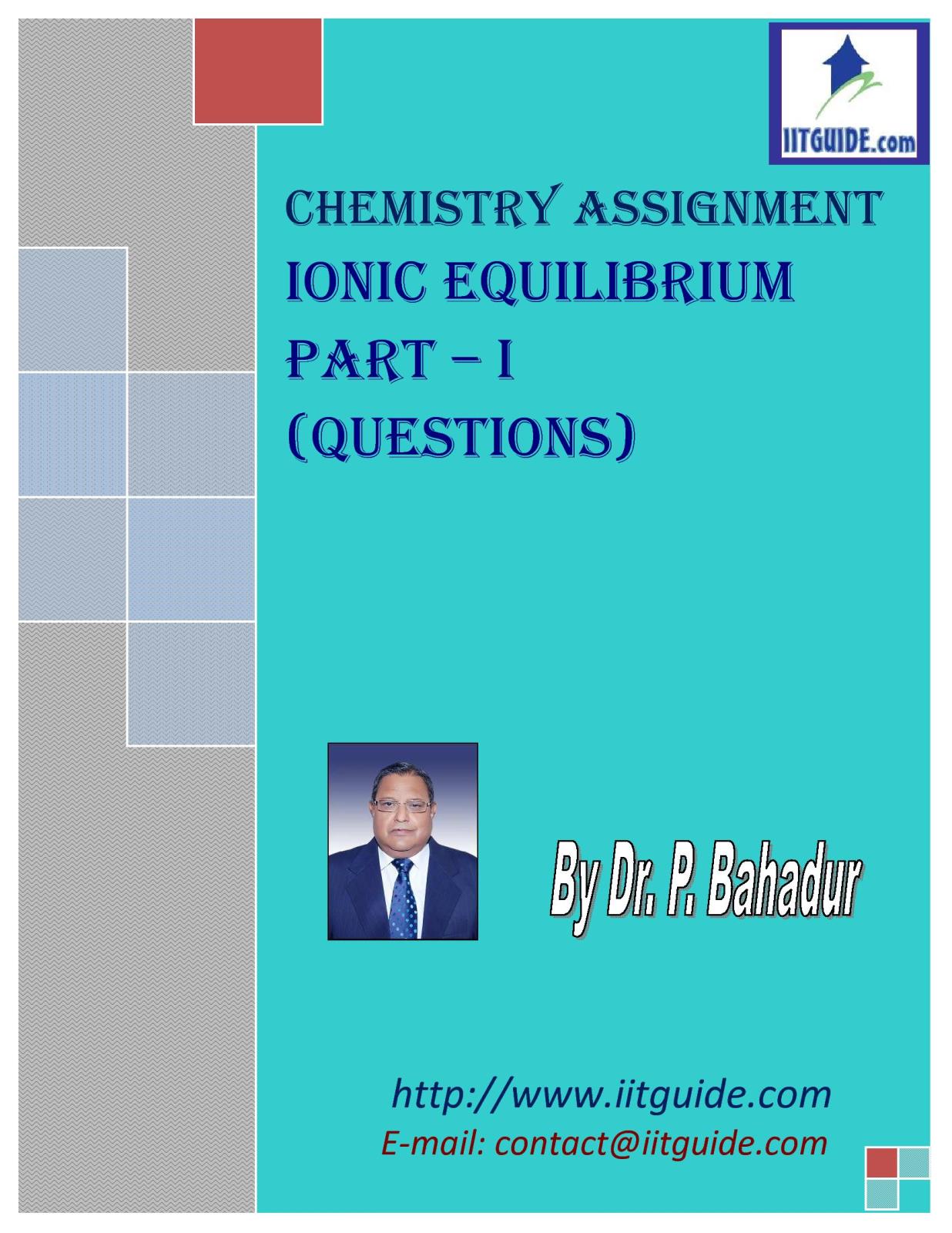 IIT JEE Main Advanced Chemistry Problems - Ionic Equilibrium
